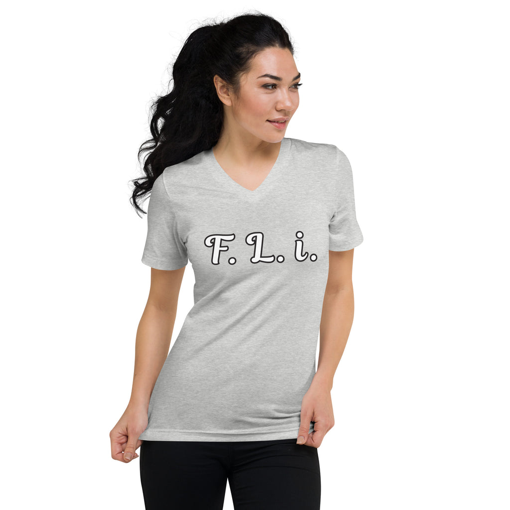 F.L.i. V-Neck T-Shirt (White Print)