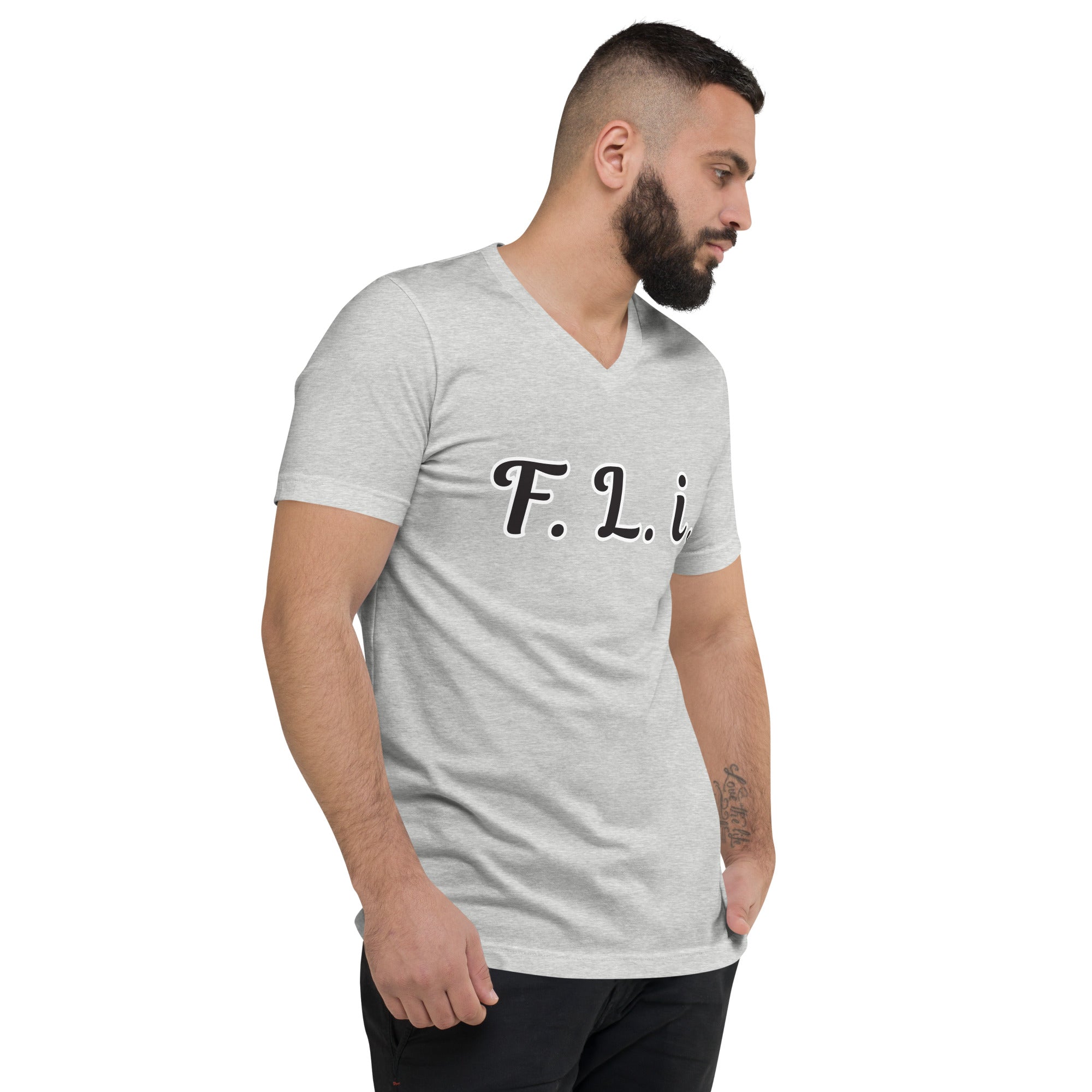 F.L.i. V-Neck T-Shirt (Black Print)