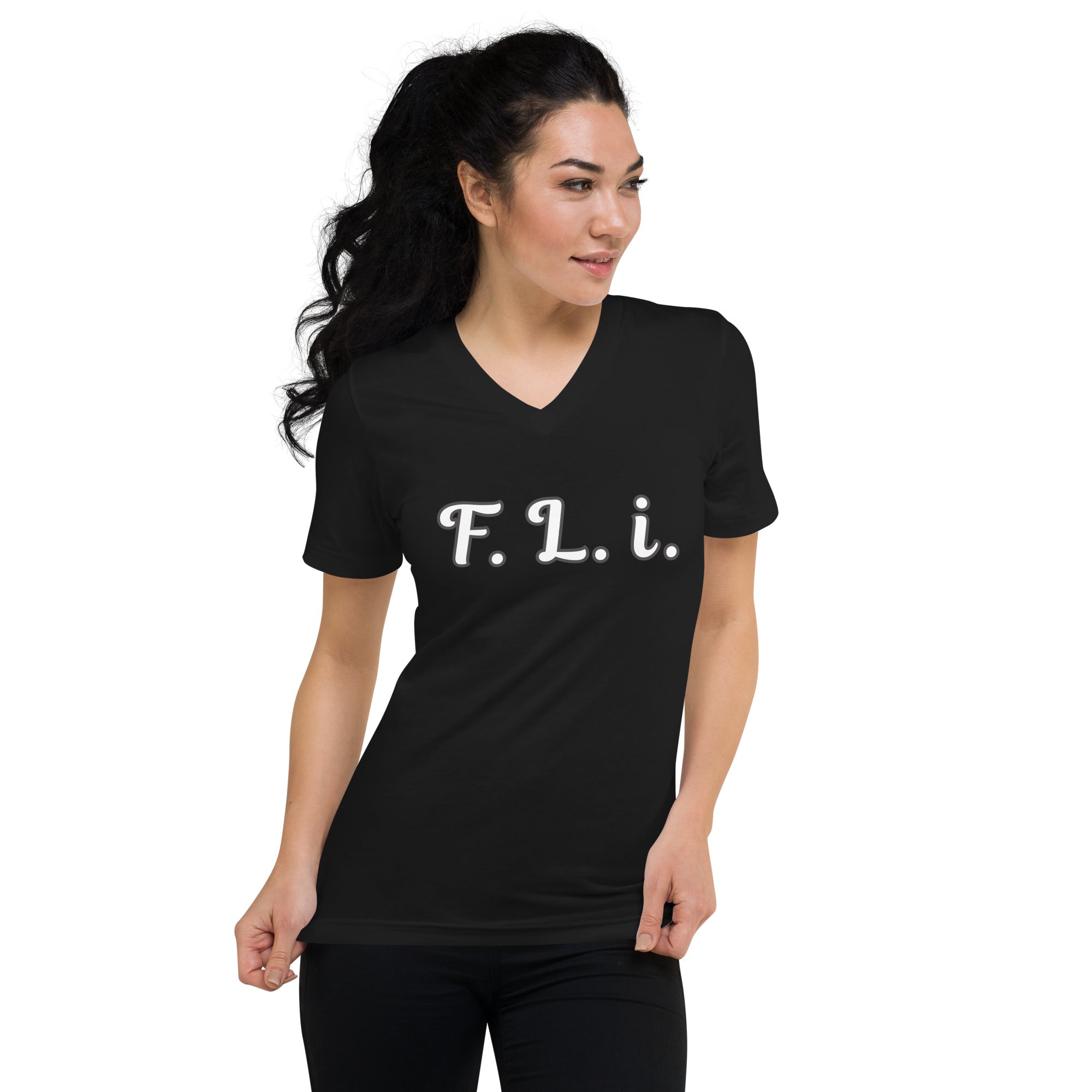 F.L.i. V-Neck T-Shirt (White Print)