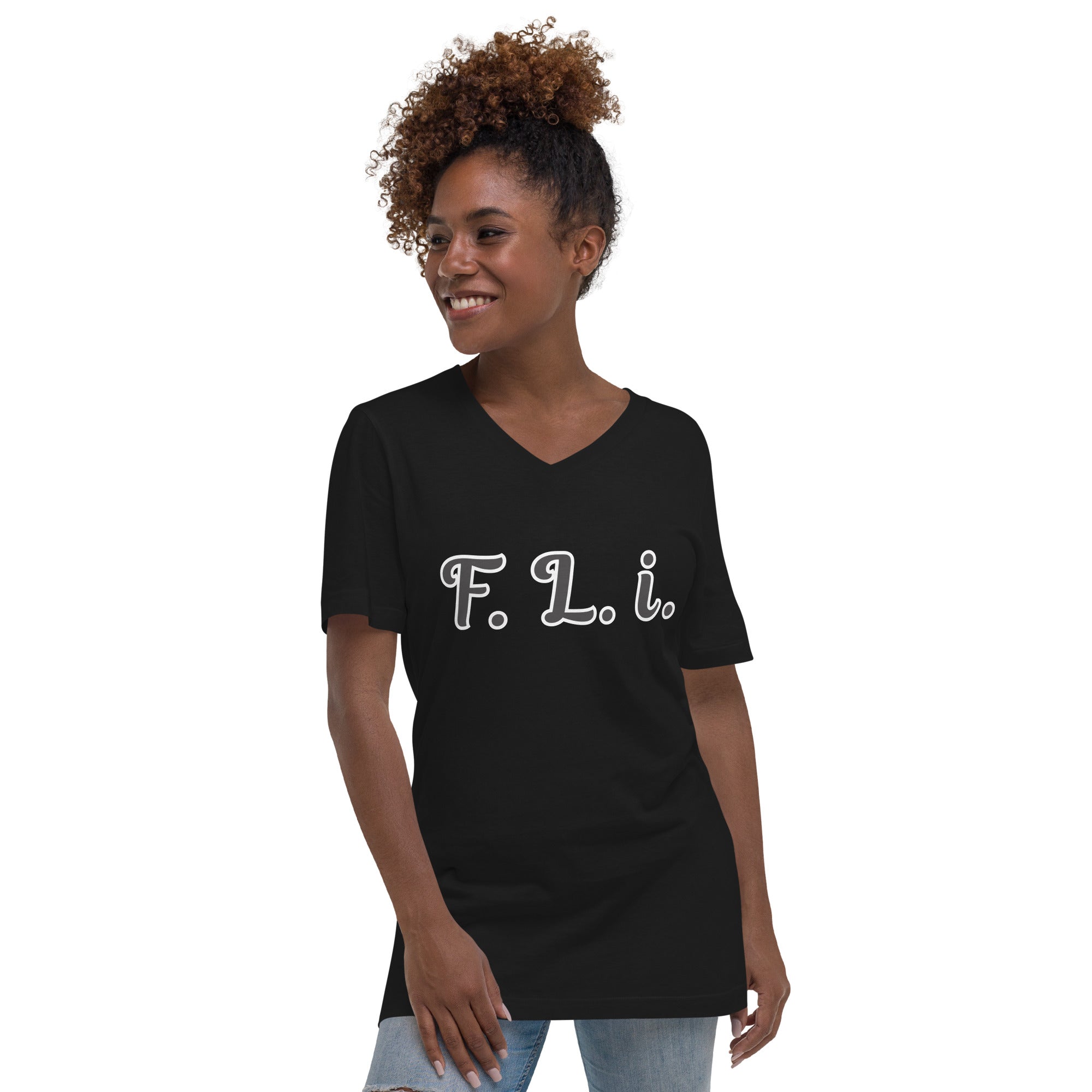 F.L.i. V-Neck T-Shirt (Black Print)