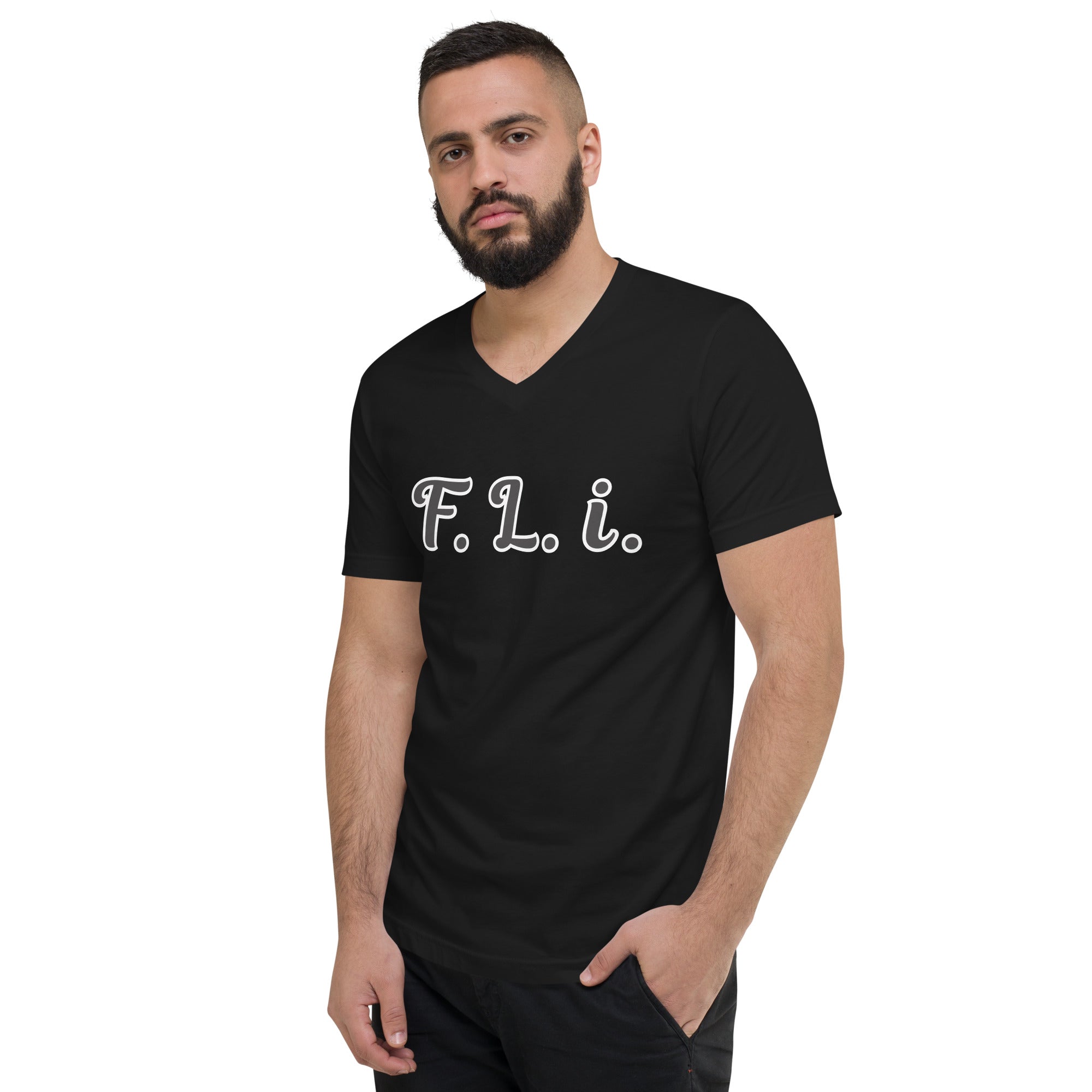 F.L.i. V-Neck T-Shirt (Black Print)
