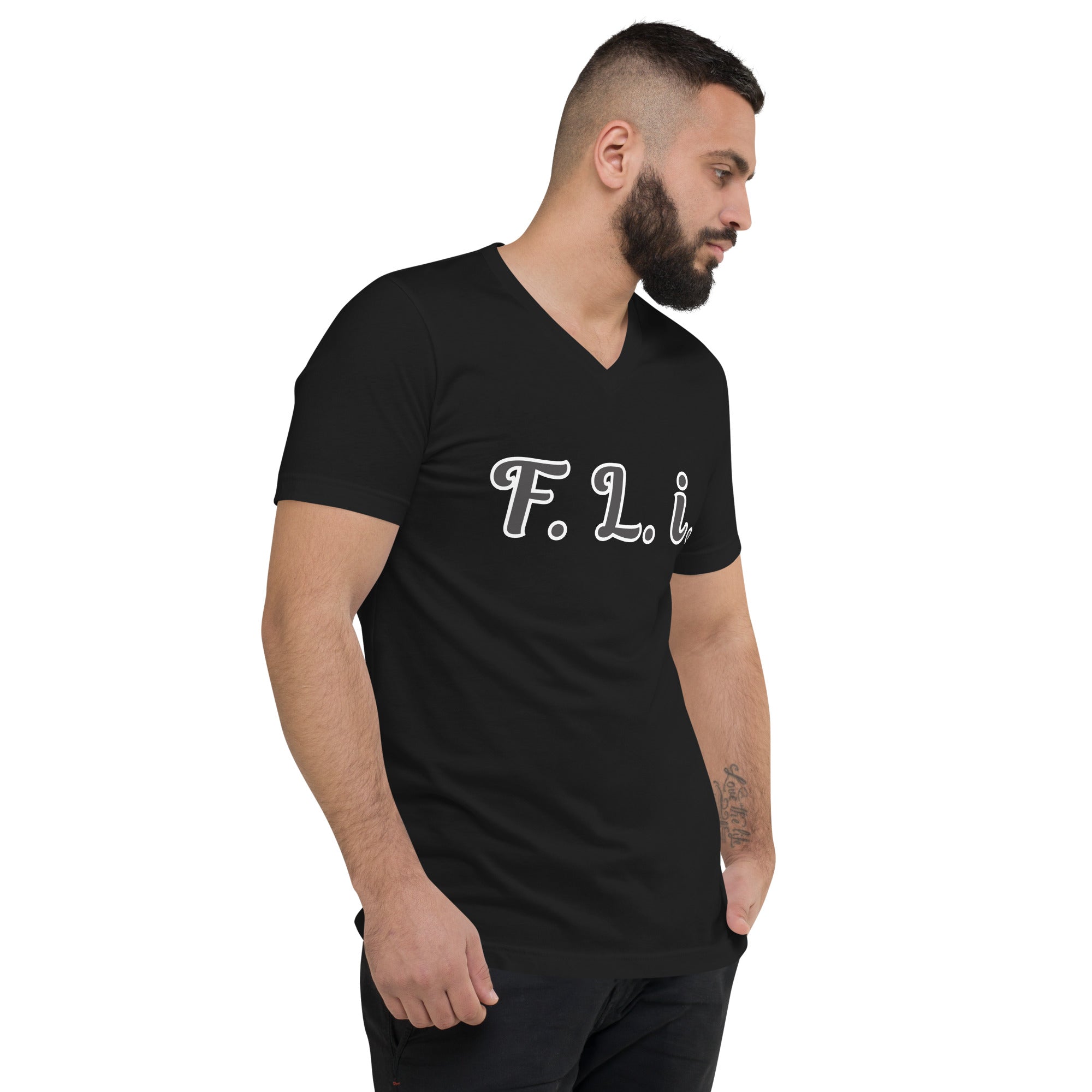F.L.i. V-Neck T-Shirt (Black Print)