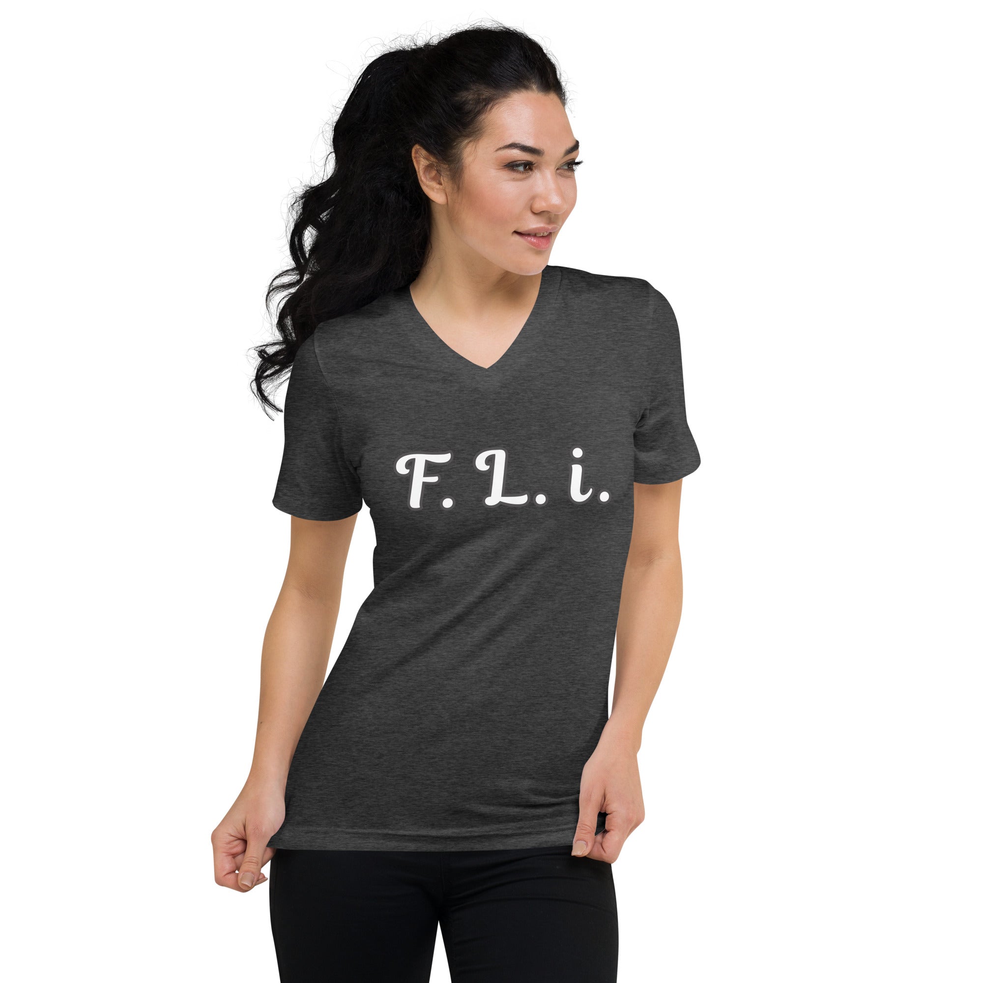 F.L.i. V-Neck T-Shirt (White Print)