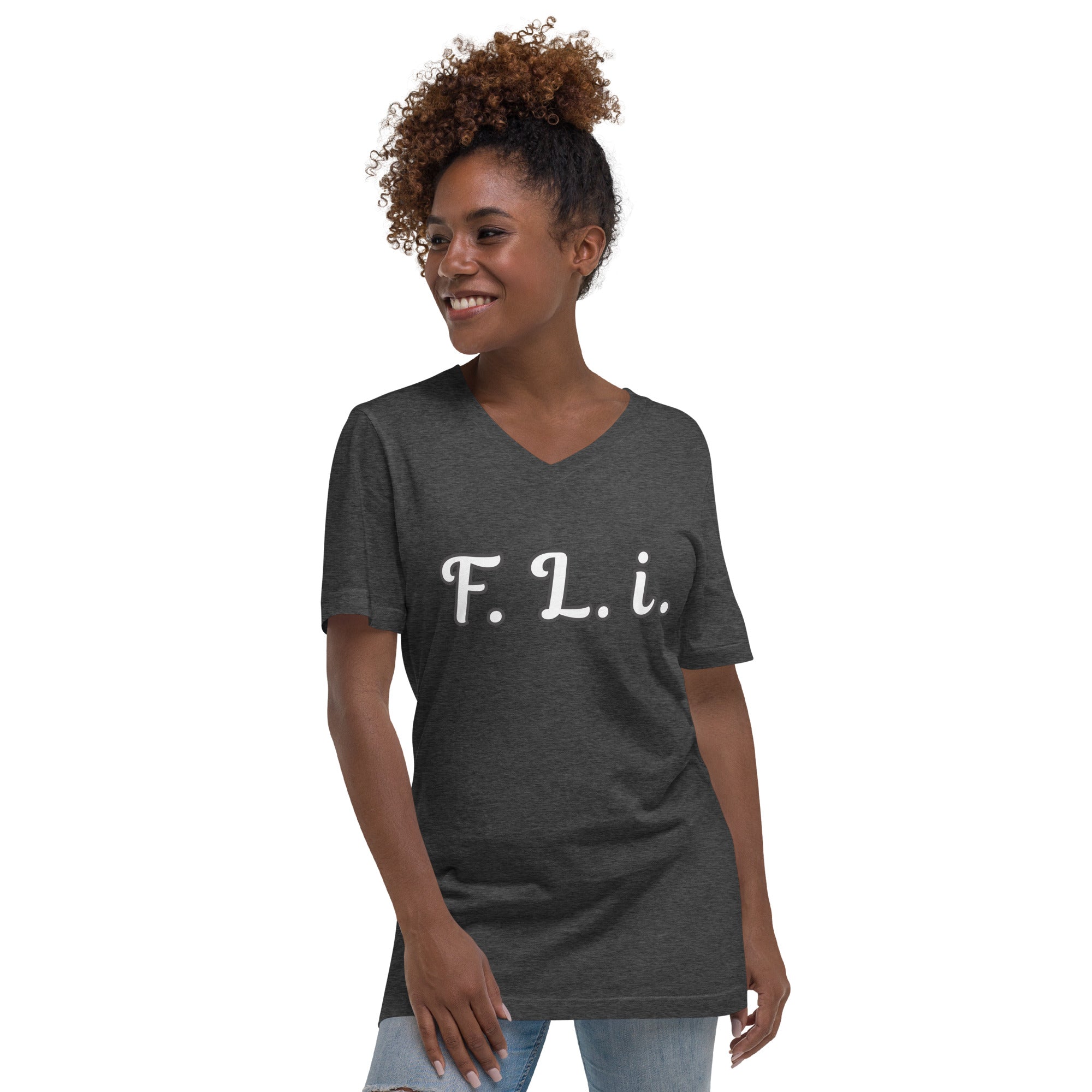 F.L.i. V-Neck T-Shirt (White Print)