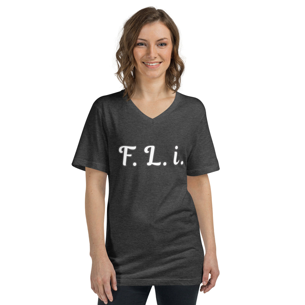 F.L.i. V-Neck T-Shirt (White Print)
