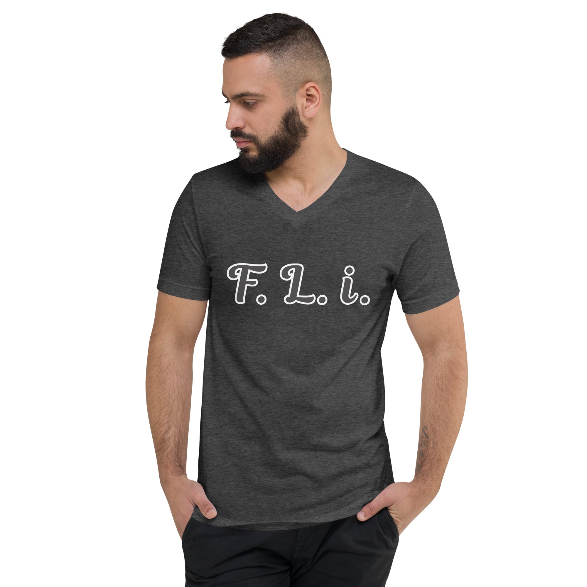 F.L.i. V-Neck T-Shirt (Black Print)