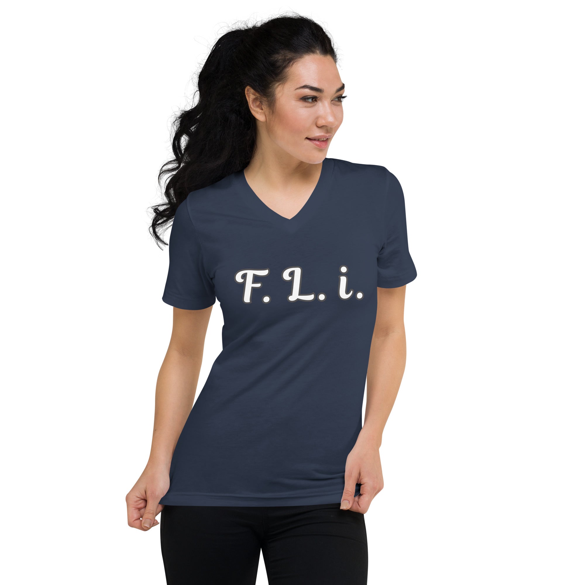 F.L.i. V-Neck T-Shirt (White Print)
