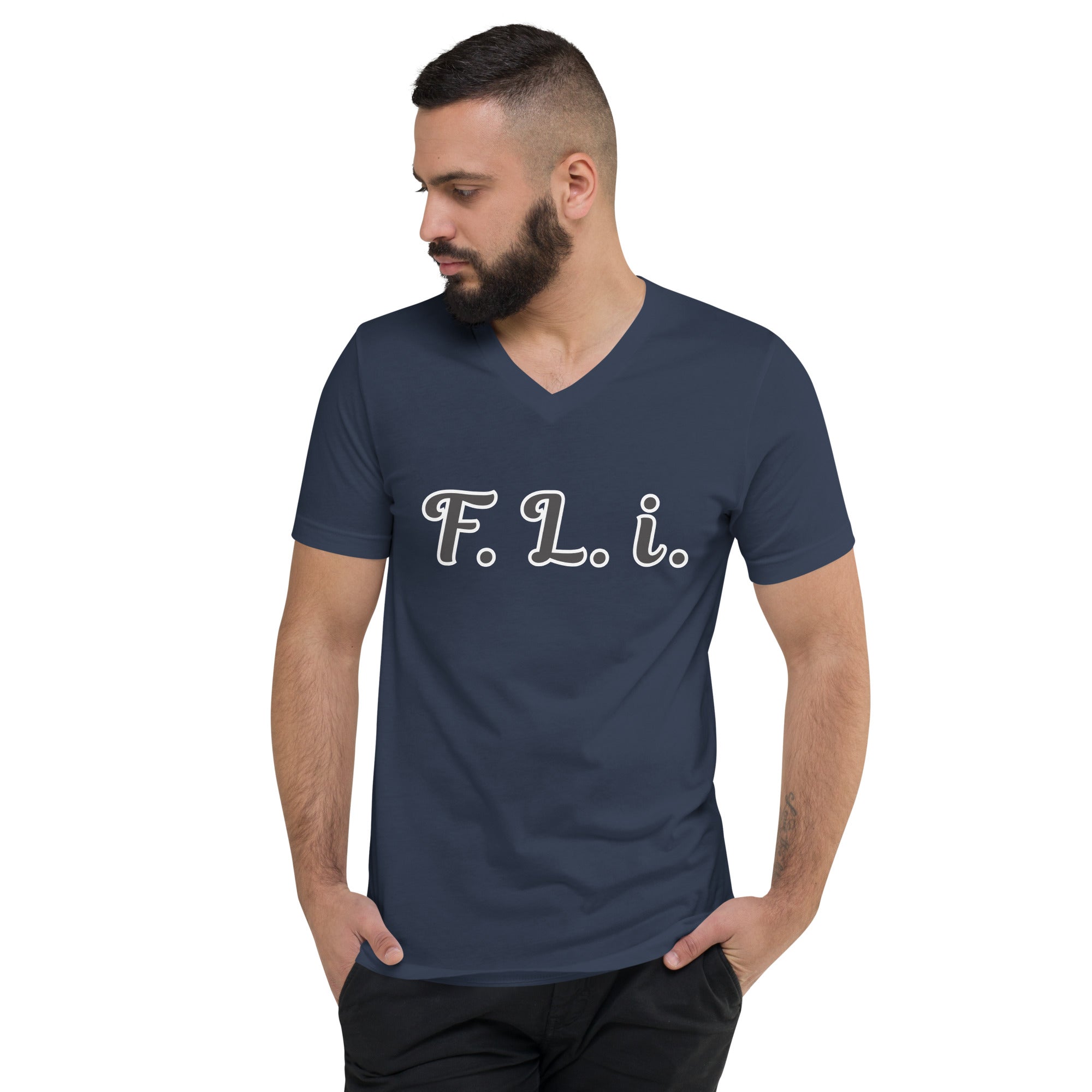F.L.i. V-Neck T-Shirt (Black Print)
