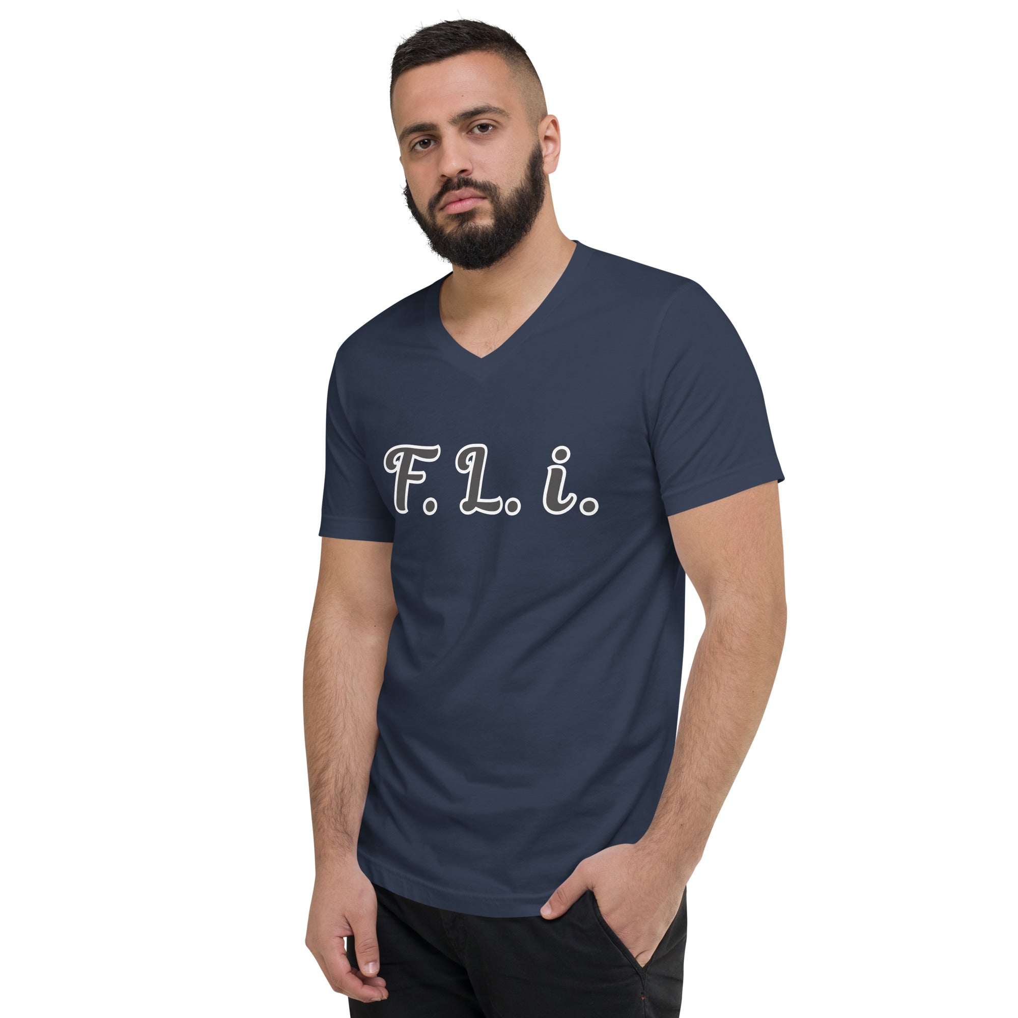 F.L.i. V-Neck T-Shirt (Black Print)