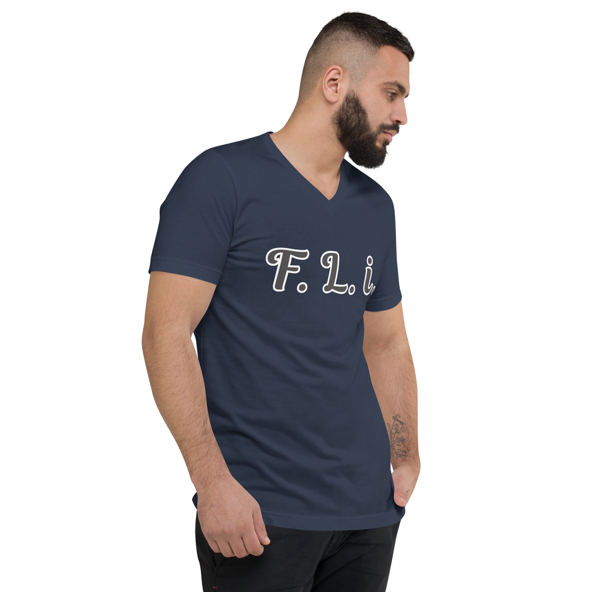 F.L.i. V-Neck T-Shirt (Black Print)