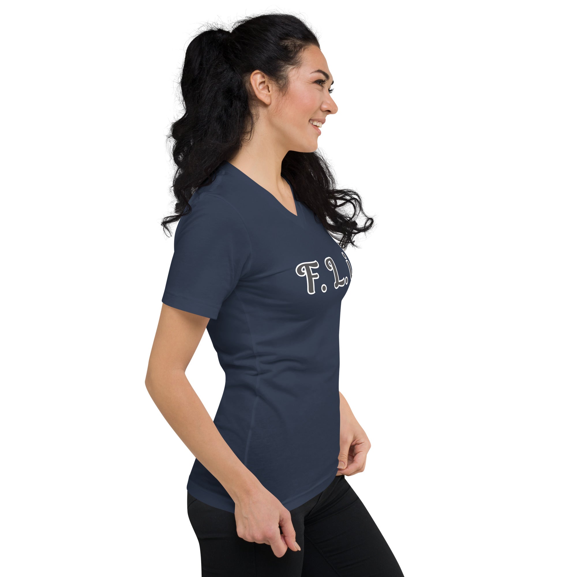 F.L.i. V-Neck T-Shirt (Black Print)