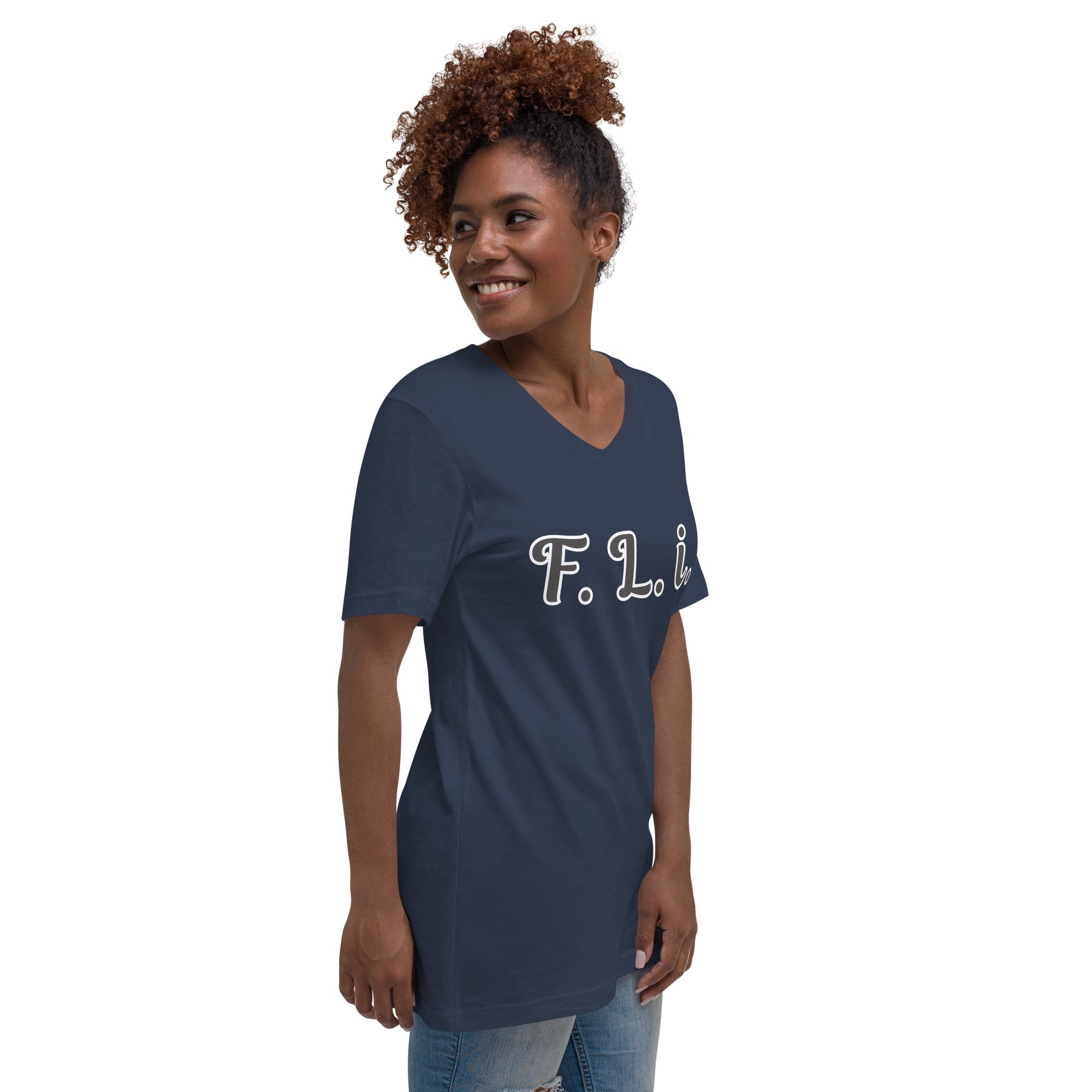 F.L.i. V-Neck T-Shirt (Black Print)