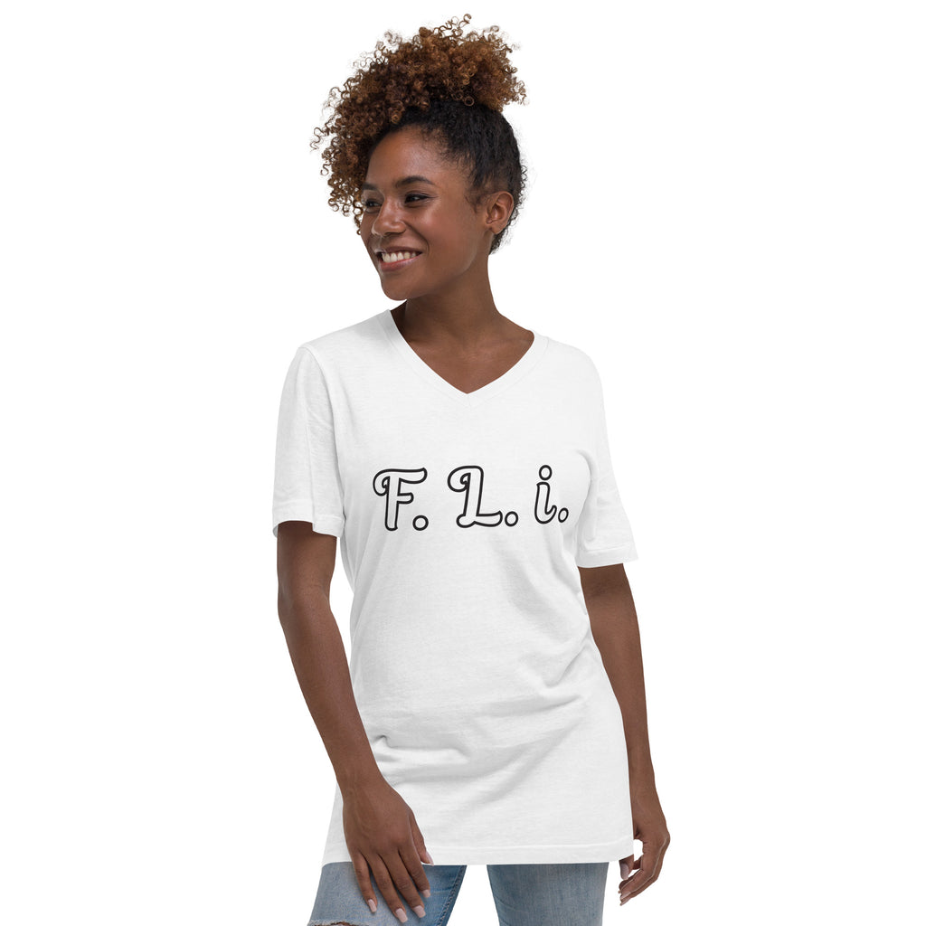 F.L.i. V-Neck T-Shirt (White Print)