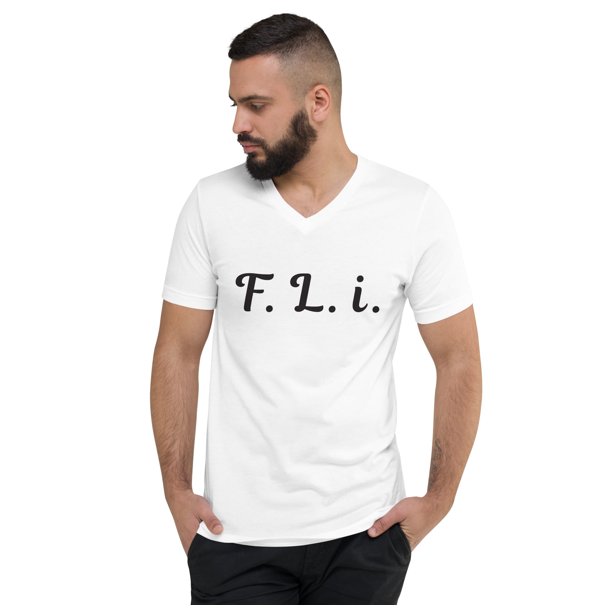 F.L.i. V-Neck T-Shirt (Black Print)