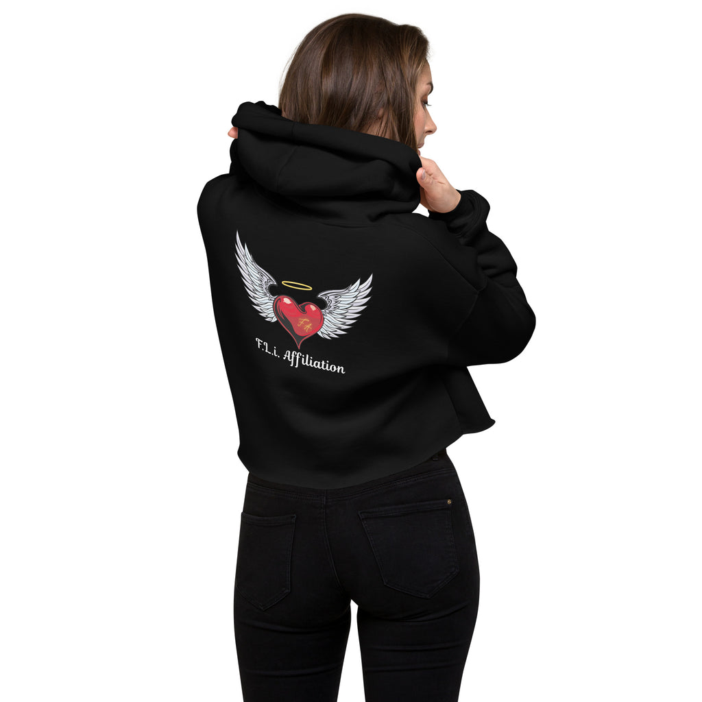 F.L.i. Crop Hoodie (White Print)