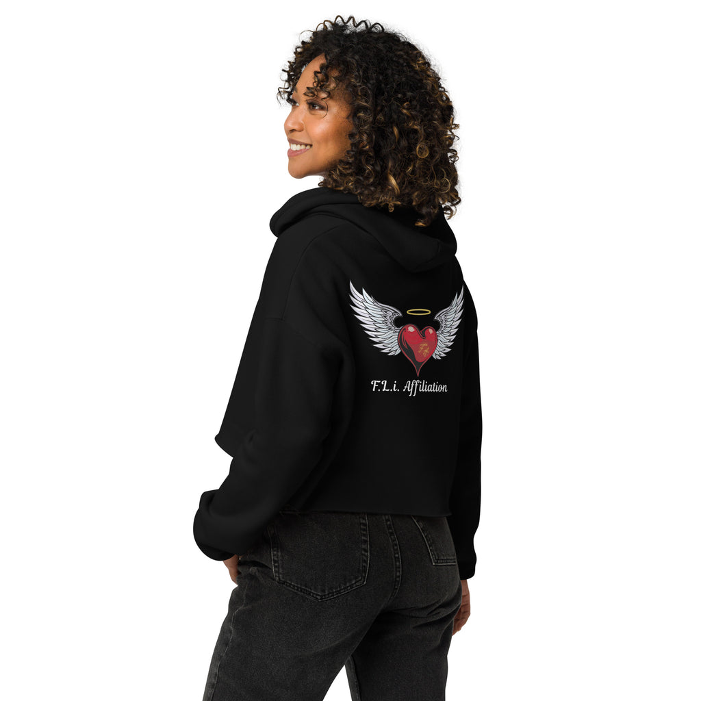 F.L.i. Crop Hoodie (White Print)