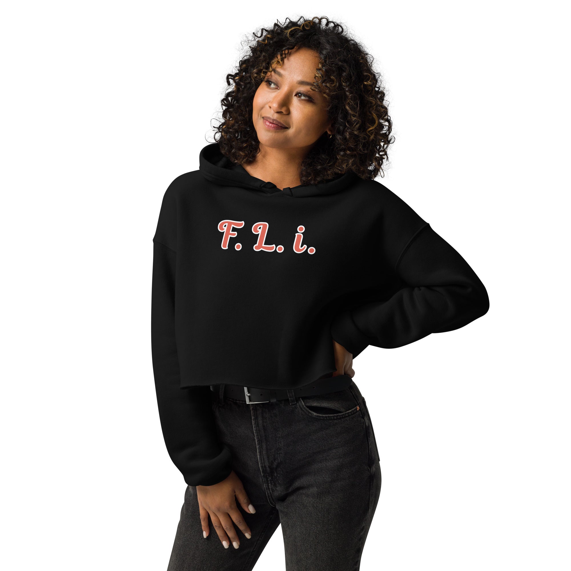 F.L.i. Crop Hoodie (Red Print)