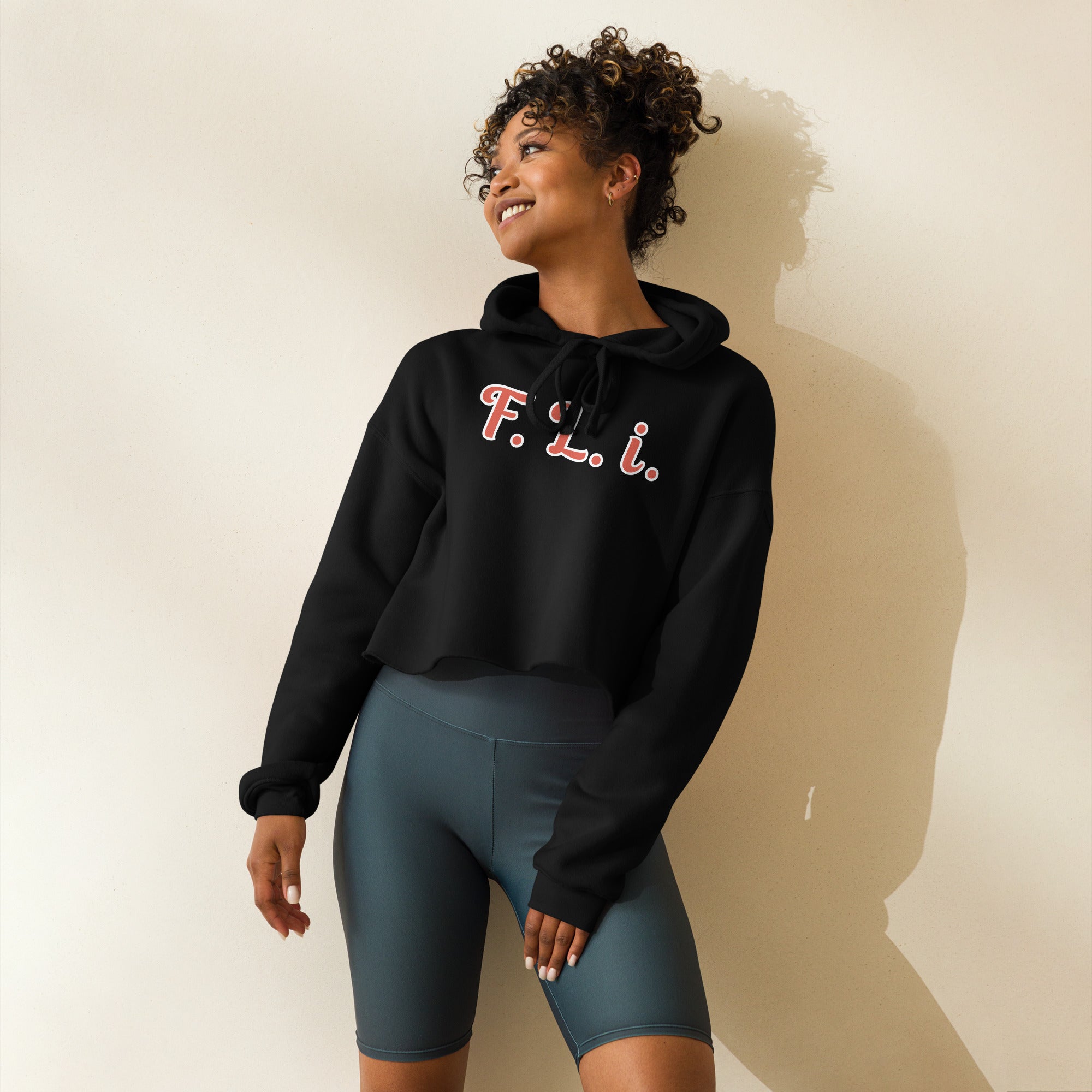 F.L.i. Crop Hoodie (Red Print)