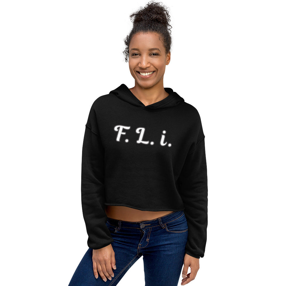 F.L.i. Crop Hoodie (White Print)