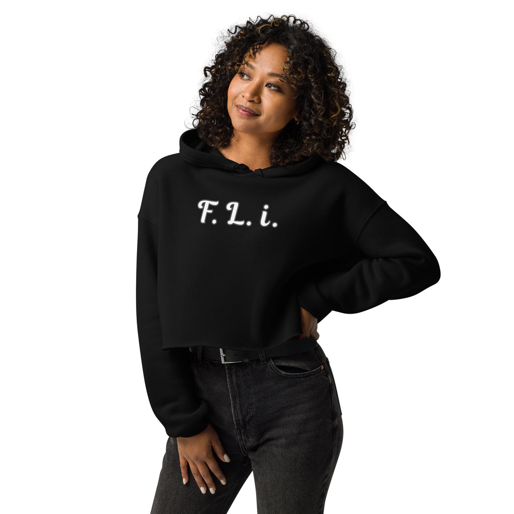 F.L.i. Crop Hoodie (White Print)