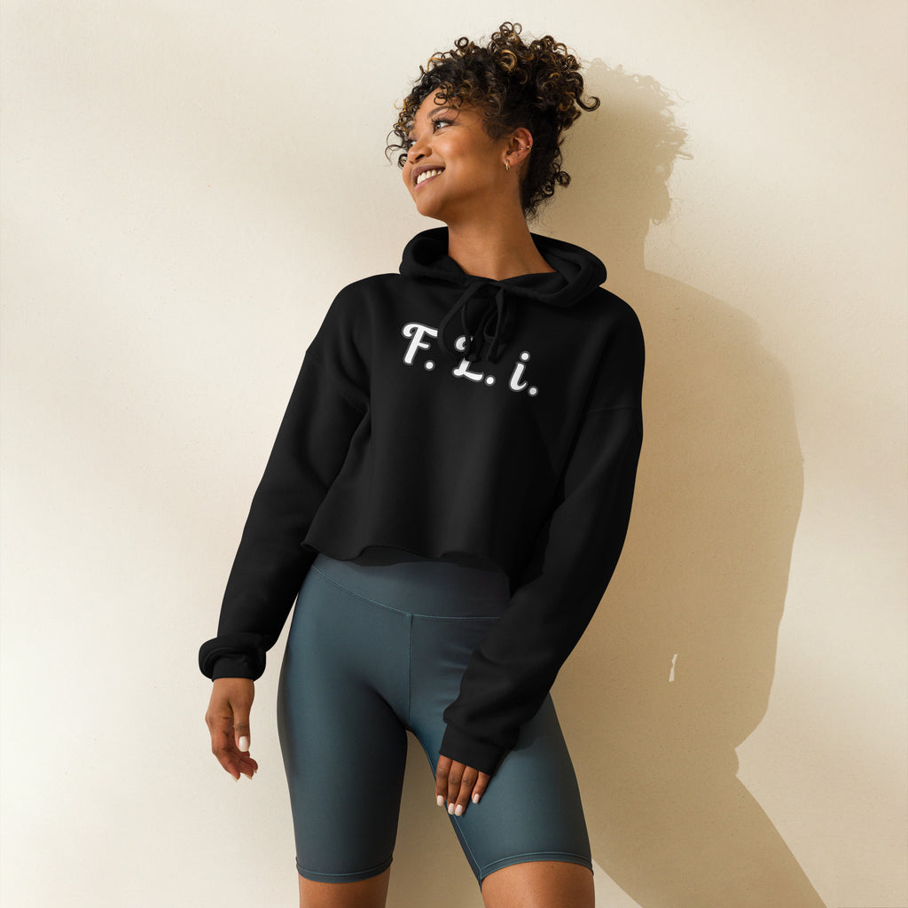 F.L.i. Crop Hoodie (White Print)