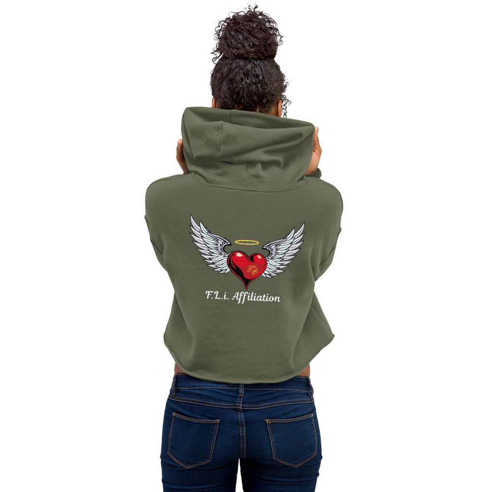 F.L.i. Crop Hoodie (White Print)
