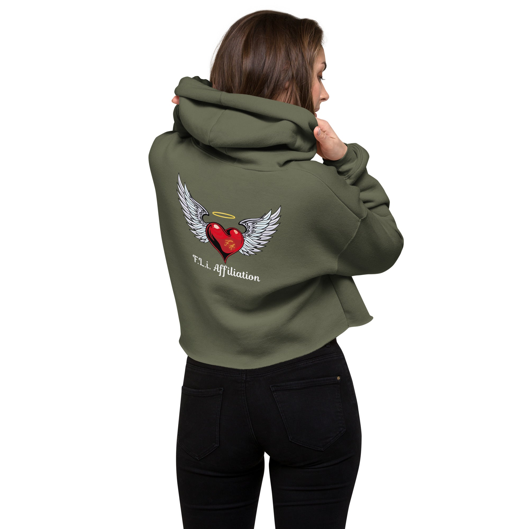 F.L.i. Crop Hoodie (White Print)