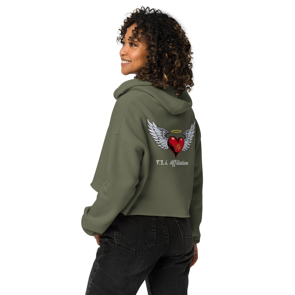 F.L.i. Crop Hoodie (White Print)