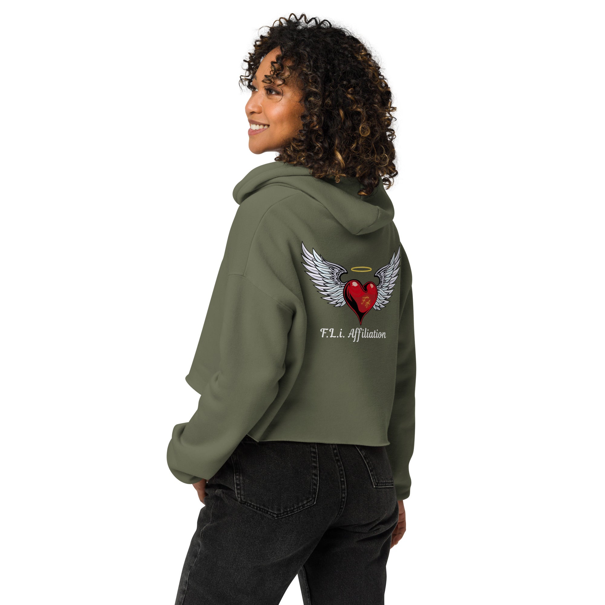 F.L.i. Crop Hoodie (White Print)