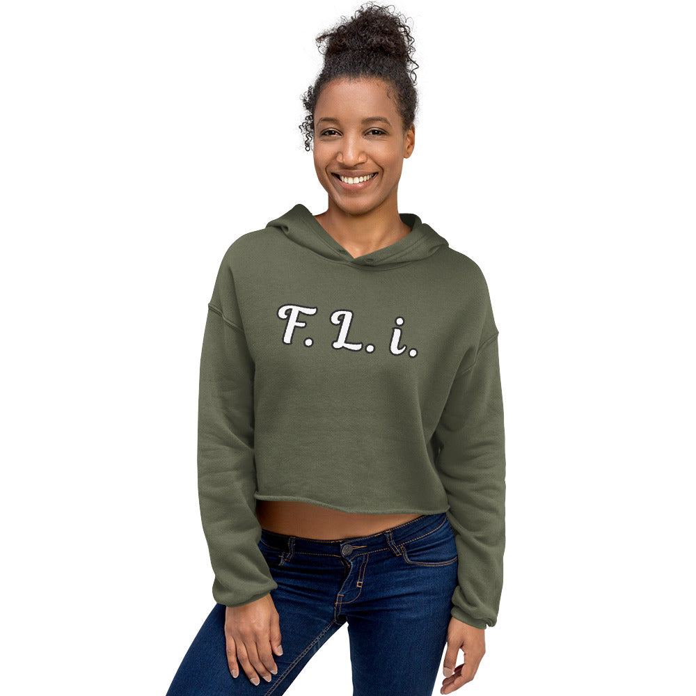 F.L.i. Crop Hoodie (White Print)