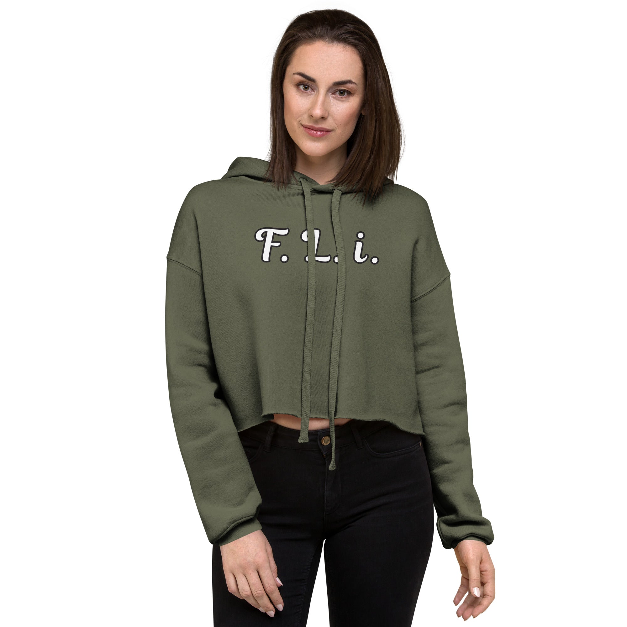 F.L.i. Crop Hoodie (White Print)