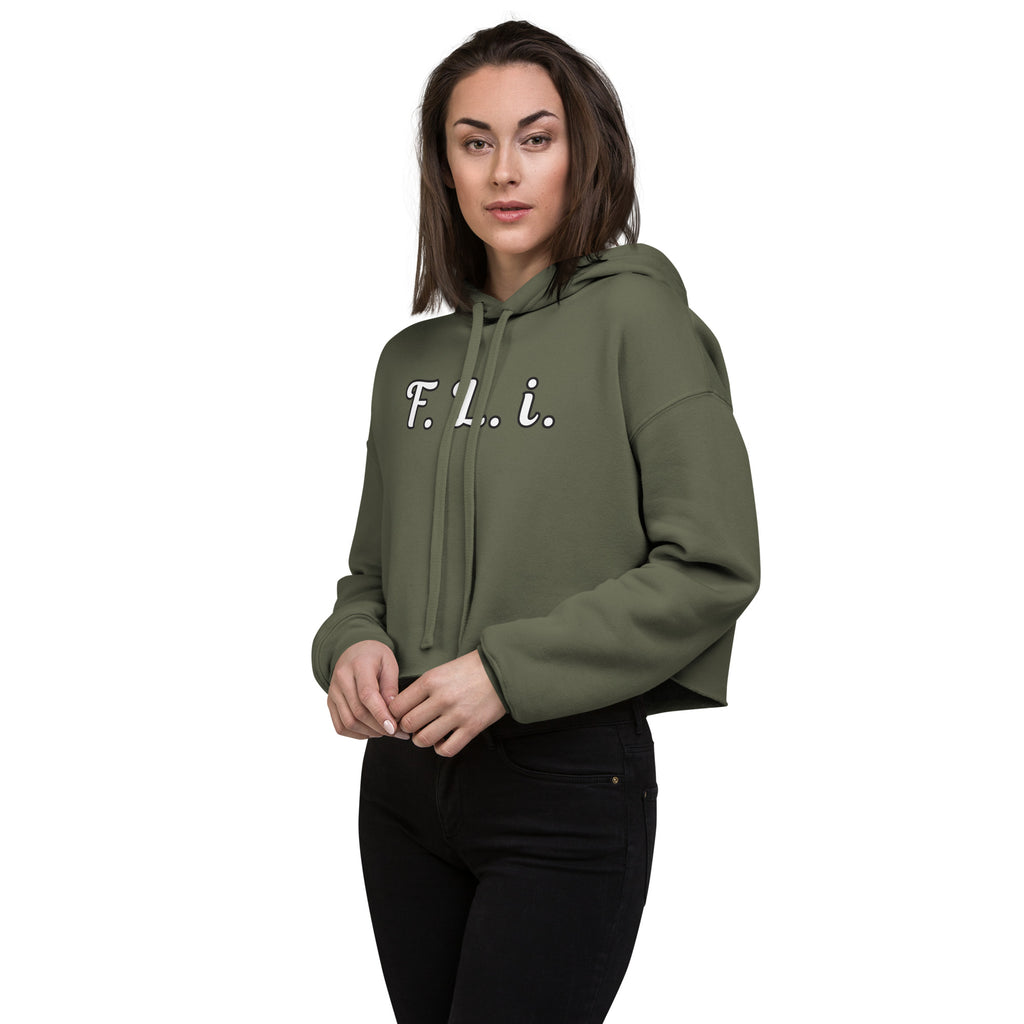 F.L.i. Crop Hoodie (White Print)