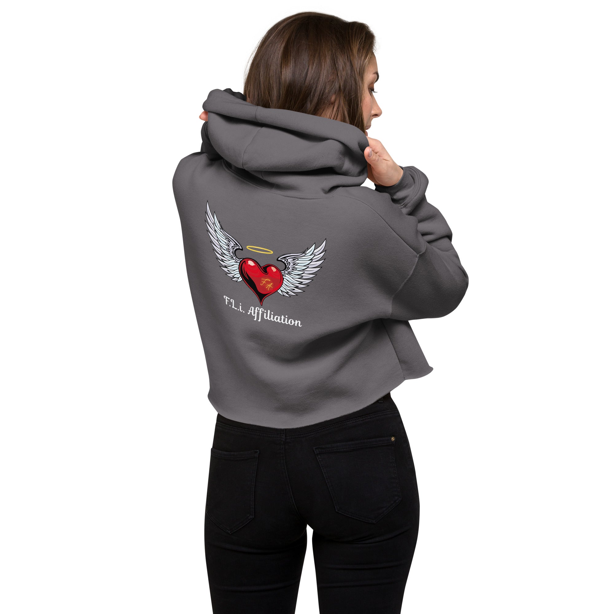 F.L.i. Crop Hoodie (White Print)