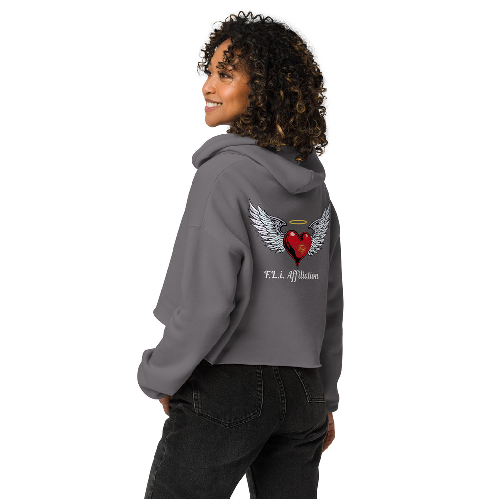 F.L.i. Crop Hoodie (White Print)