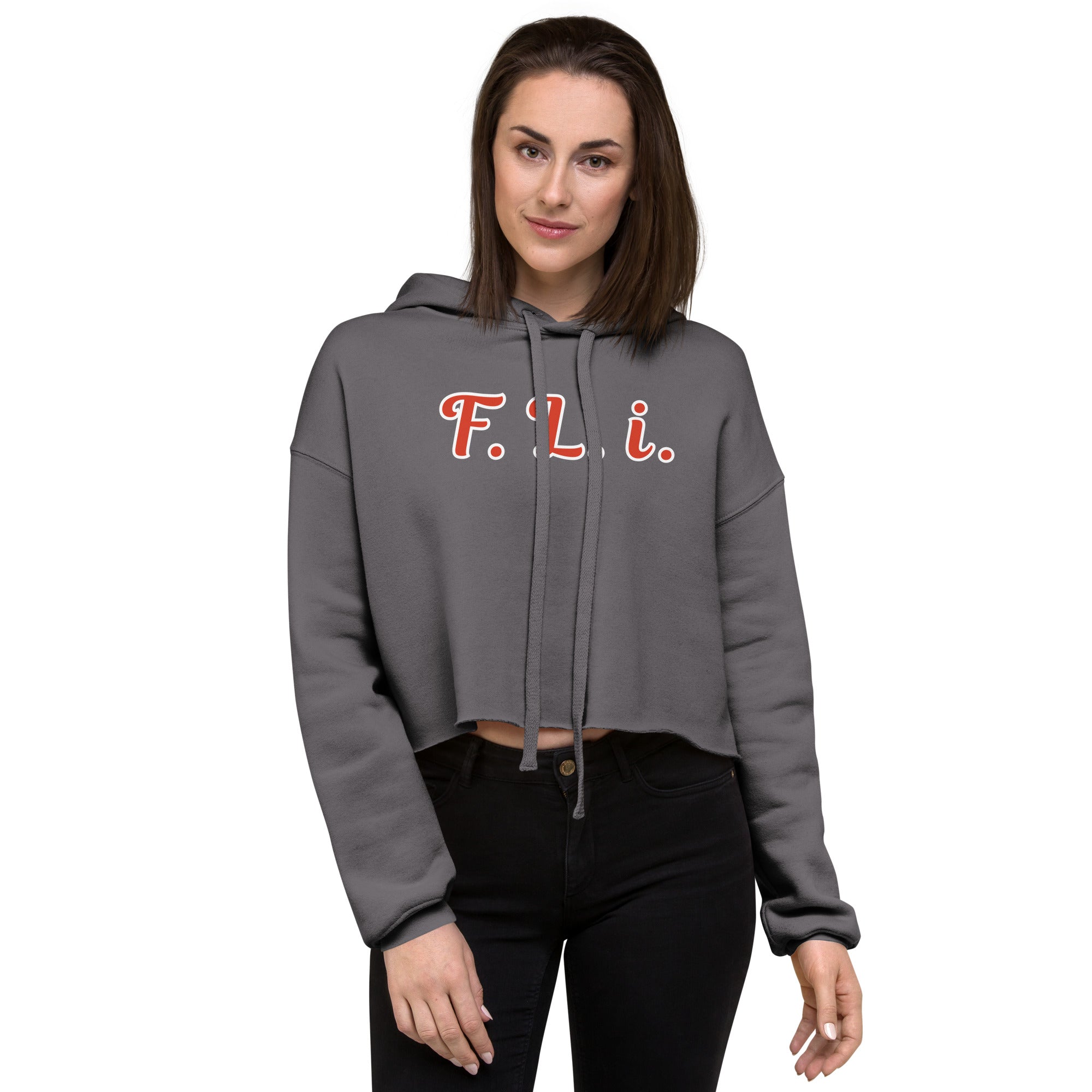 F.L.i. Crop Hoodie (Red Print)