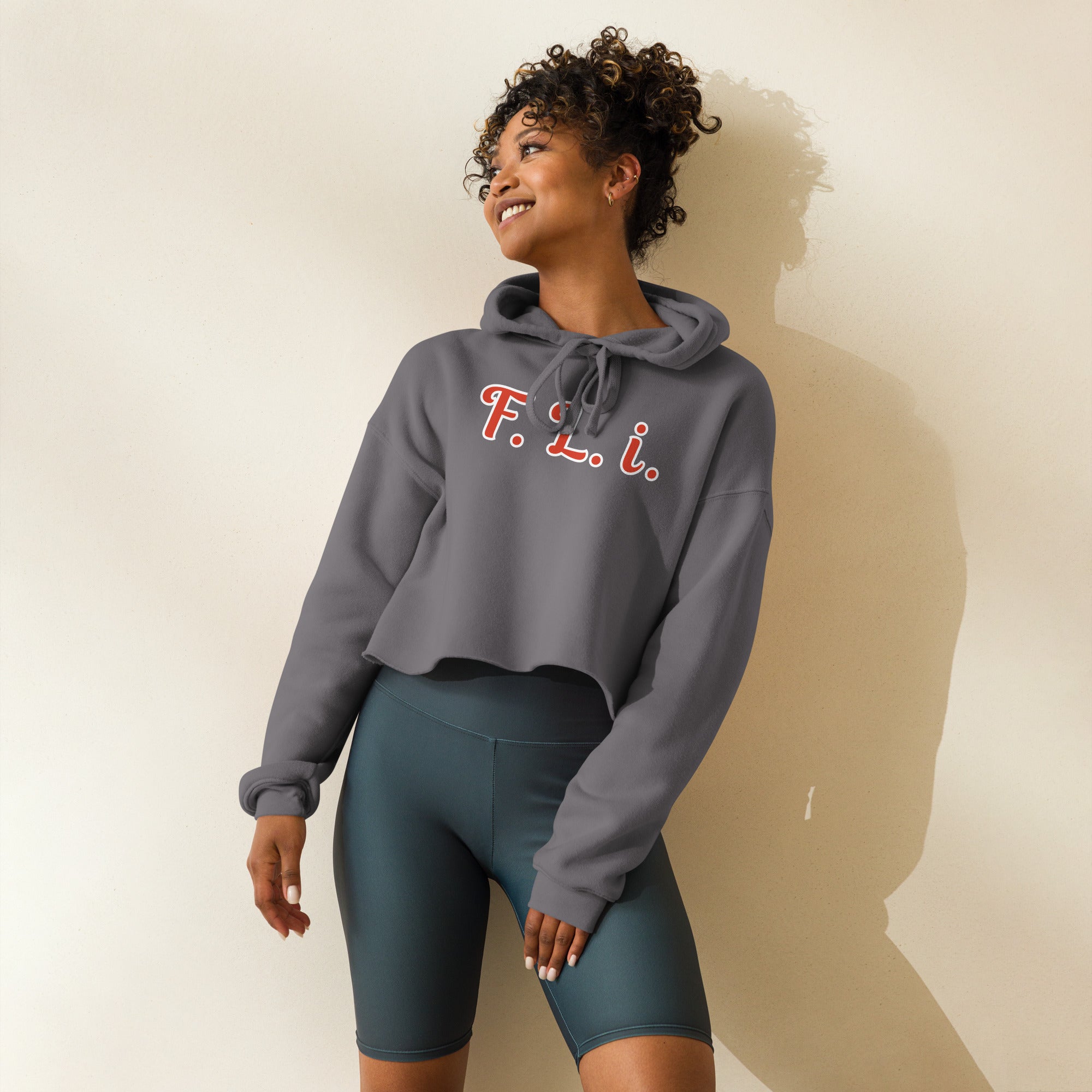 F.L.i. Crop Hoodie (Red Print)