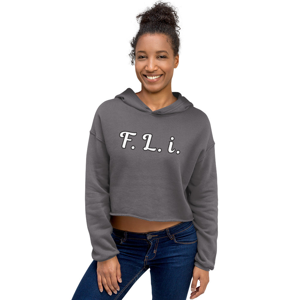 F.L.i. Crop Hoodie (White Print)