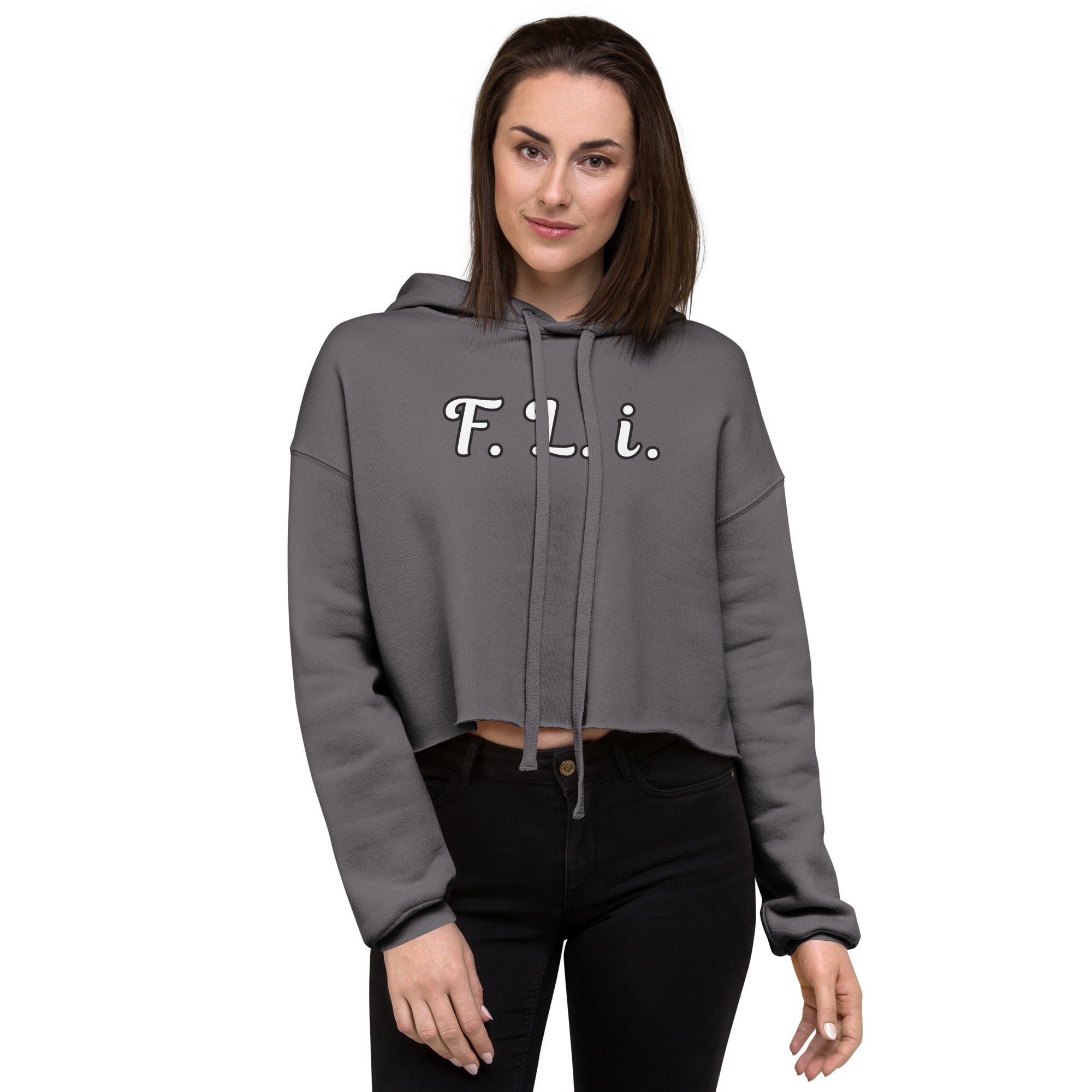 F.L.i. Crop Hoodie (White Print)