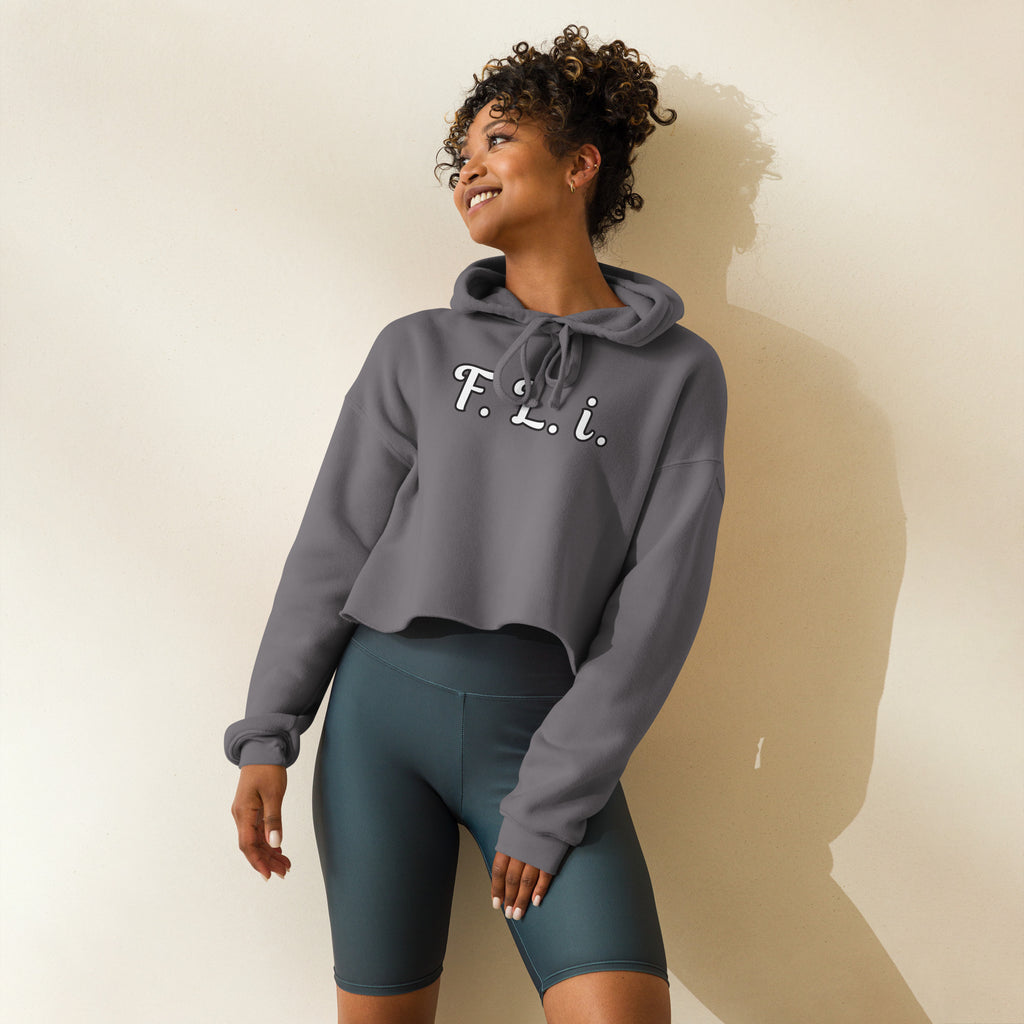 F.L.i. Crop Hoodie (White Print)