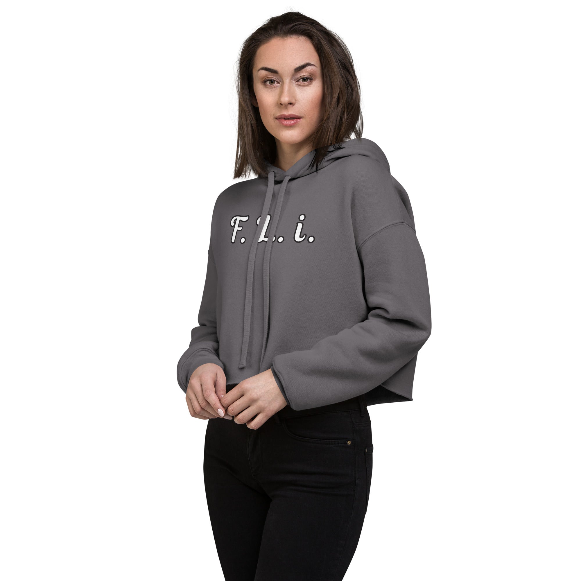 F.L.i. Crop Hoodie (White Print)